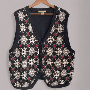 Vintage Bryn Connelly Women's Size 2X Grunge Cottagecore Punk Knit Sweater Vest
